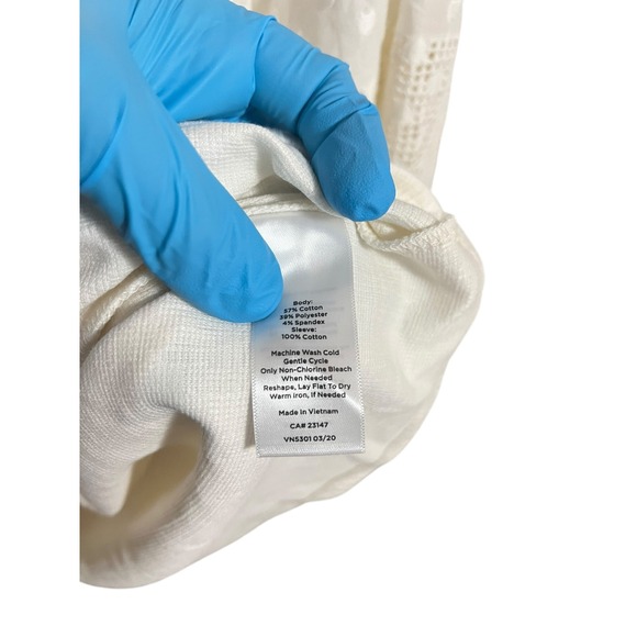 Talbots Cream Textured Peasant Blouse Womens Petite Plus 2X Cotton Blend Top - Picture 5 of 7